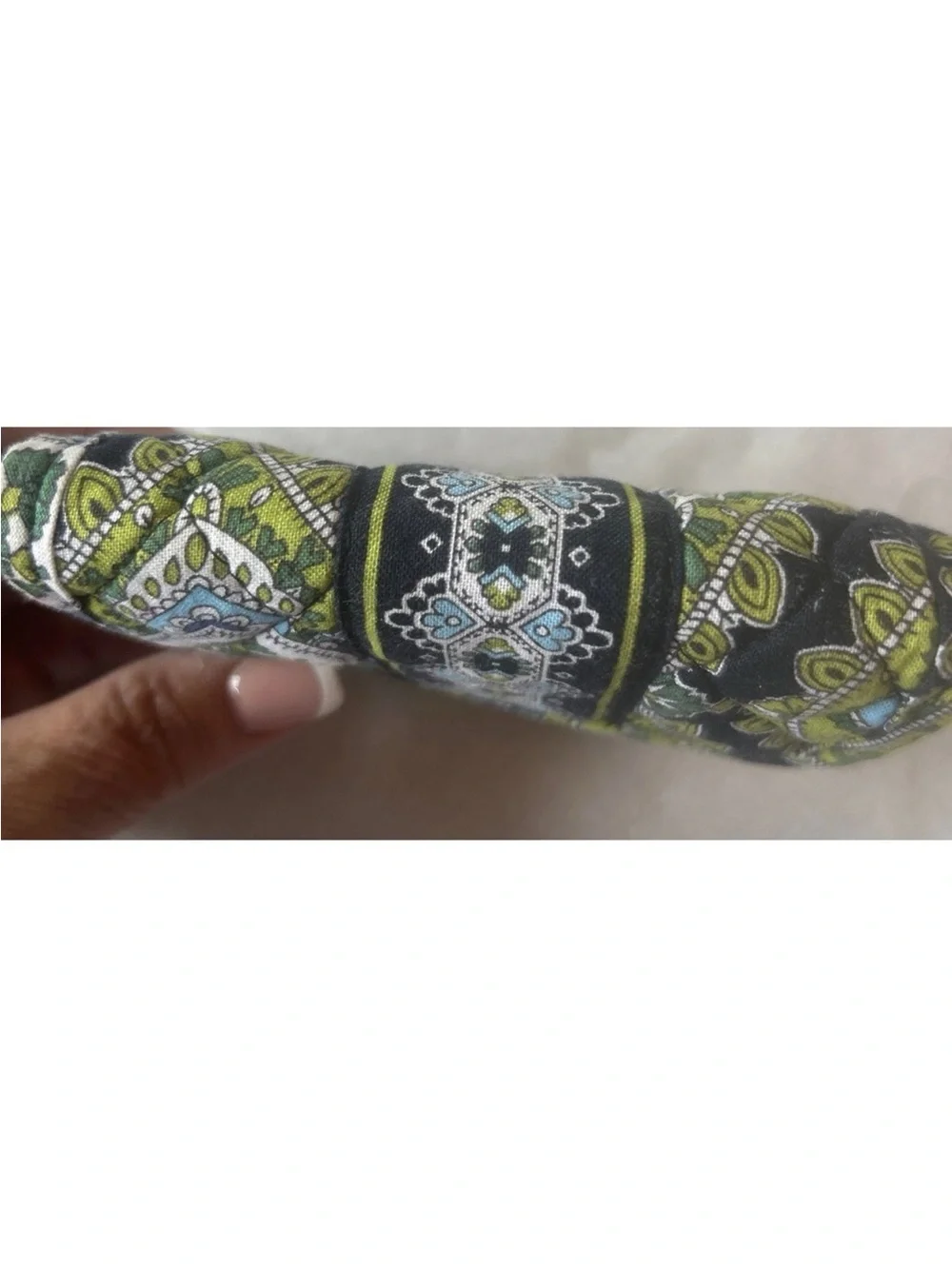 Vera Bradley Trifold Cambridge Wallet Green Navy Blue Floral Made in USA Retired